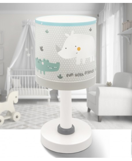 Lampe De Chevet Pour Enfant Rhino & Croco Rhinocéros et Crocodile