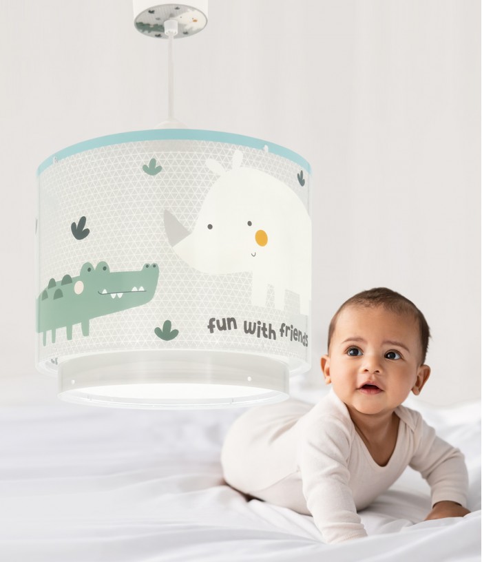 Lampada da soffitto per bambini Rhino & Croco Rinoceronte e Coccodrillo