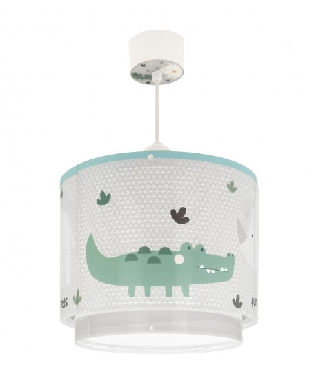 Candeeiro De Teto Infantil Rhino & Croco Rinoceronte e Crocodilo