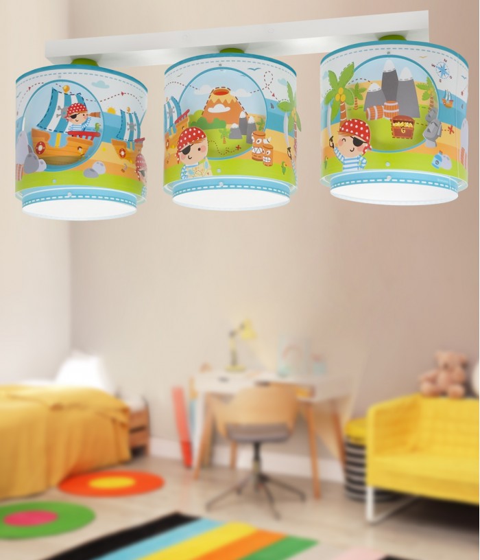 3 Light Children Ceiling Light Pirate Island