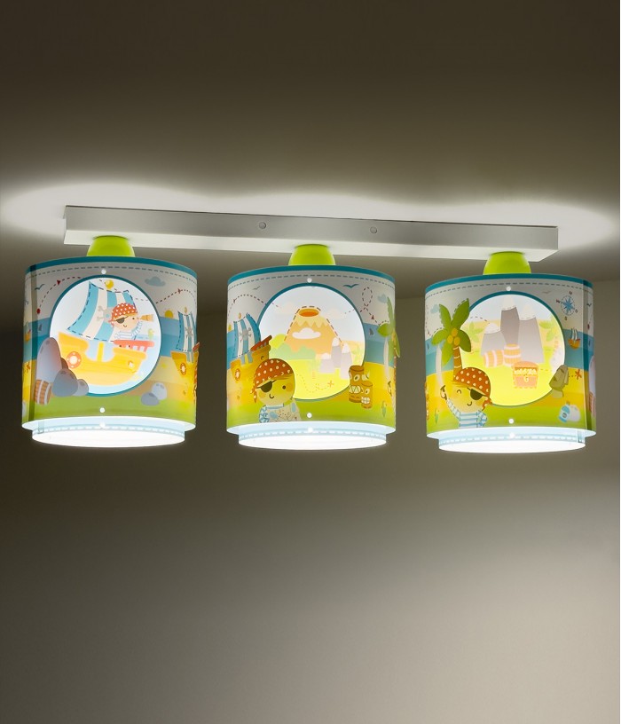 3 Light Children Ceiling Light Pirate Island