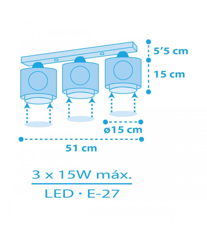 3 Light Children Ceiling Light Pirate Island