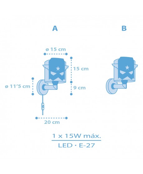 Aplique de pared infantil Blue Hero