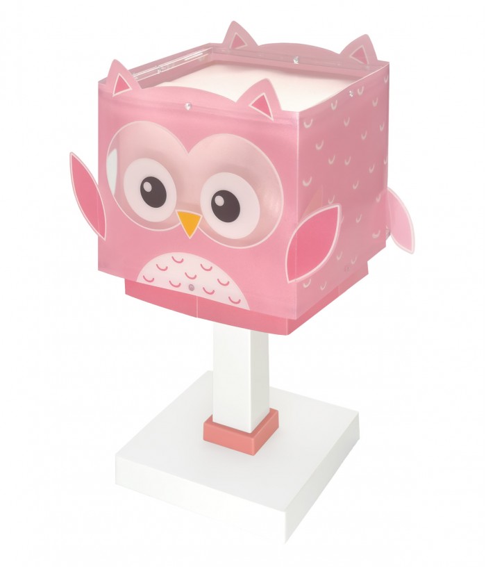 Lampada comodino per bambini Little Pink Owl Piccola Civetta Rosa