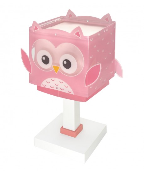 Lampada comodino per bambini Little Pink Owl Piccola Civetta Rosa