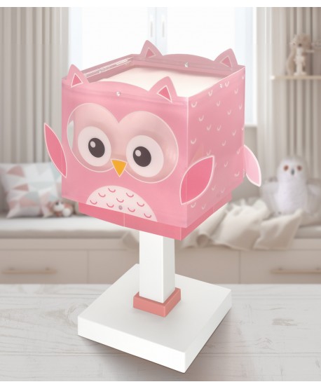 Lampada comodino per bambini Little Pink Owl Piccola Civetta Rosa