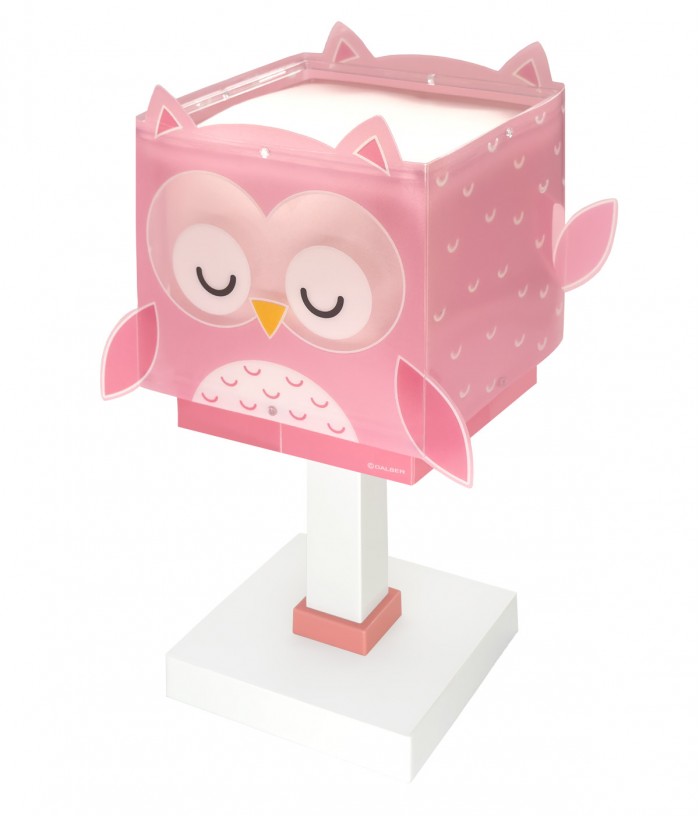 Lampada comodino per bambini Little Pink Owl Piccola Civetta Rosa