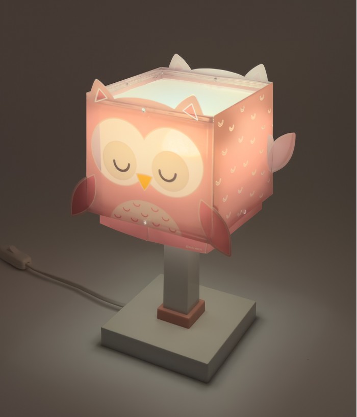 Lampada comodino per bambini Little Pink Owl Piccola Civetta Rosa