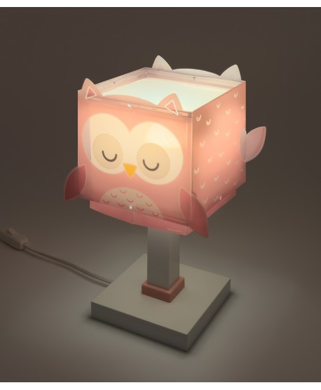 Lampada comodino per bambini Little Pink Owl Piccola Civetta Rosa