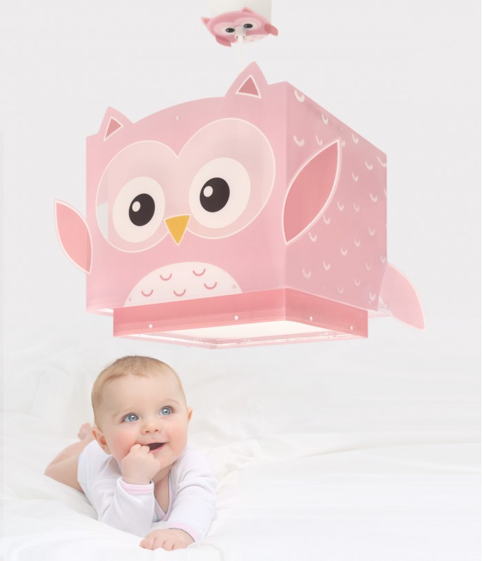 Candeeiro De Teto Infantil Little Owl Rosa Coruja