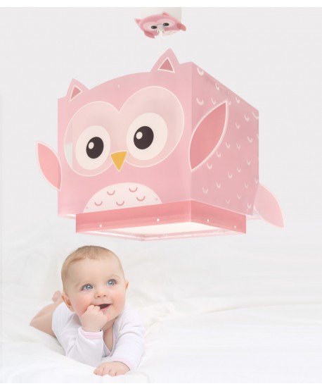 Candeeiro De Teto Infantil Little Owl Rosa Coruja