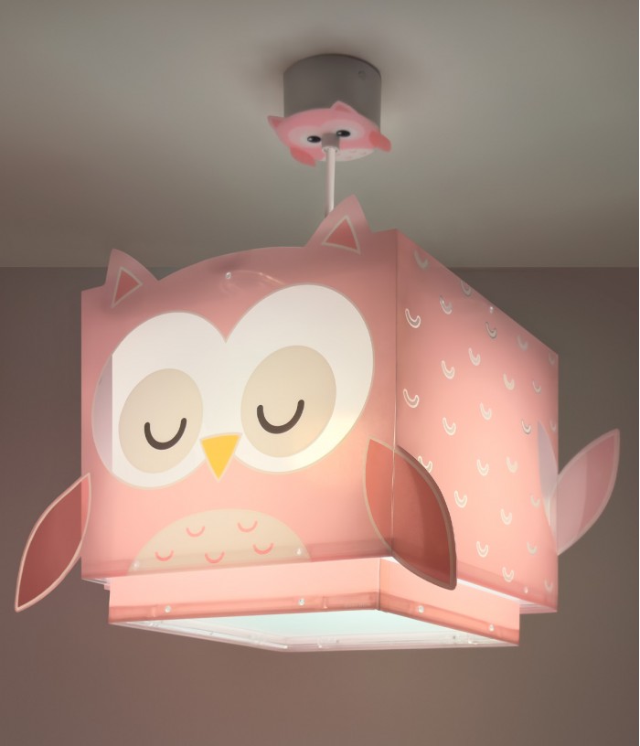 Candeeiro De Teto Infantil Little Owl Rosa Coruja