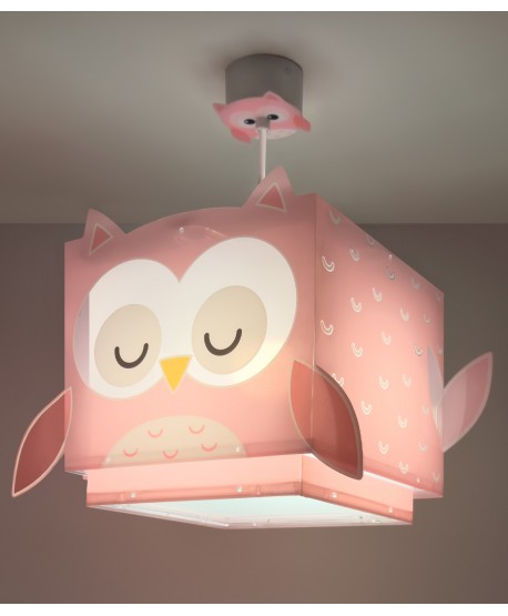 Candeeiro De Teto Infantil Little Owl Rosa Coruja