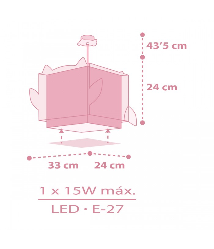 Lampada da soffitto per bambini Little Pink Owl Piccola Civetta Rosa