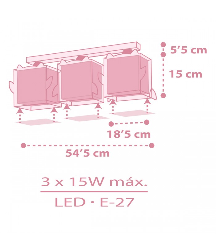 Plafon De Teto Infantil Com 3 Lâmpadas Little Owl Rosa Coruja