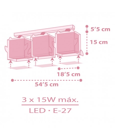 Plafon De Teto Infantil Com 3 Lâmpadas Little Owl Rosa Coruja