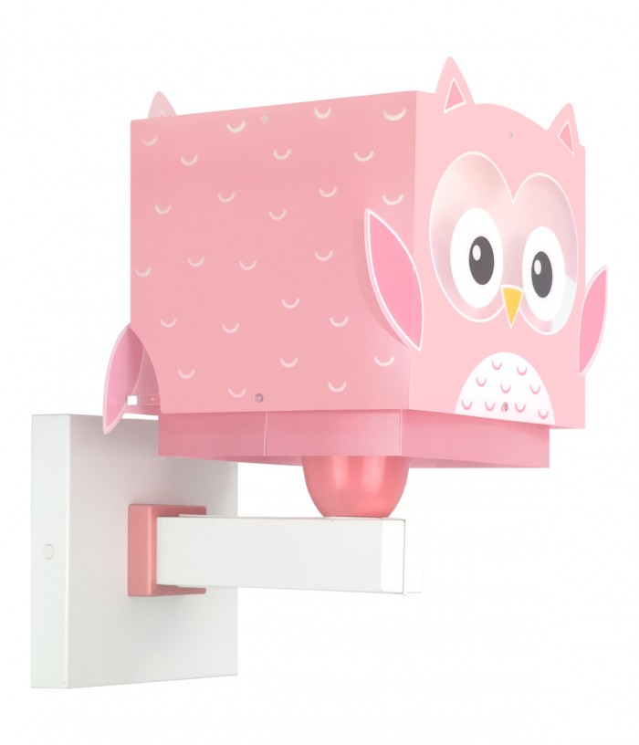 Candeeiro De Parede Infantil Little Owl Rosa Coruja