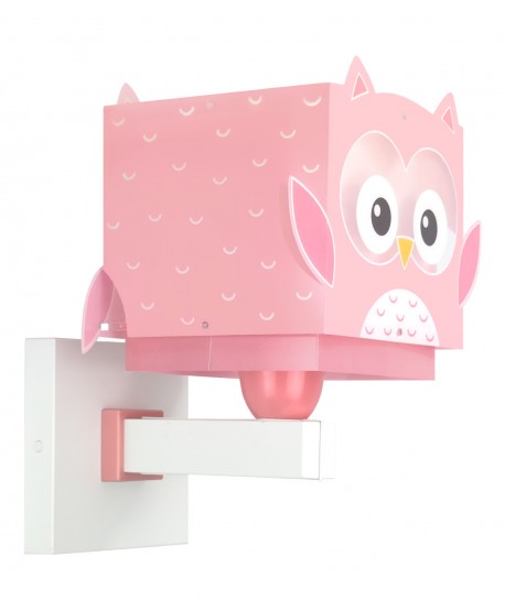 Candeeiro De Parede Infantil Little Owl Rosa Coruja