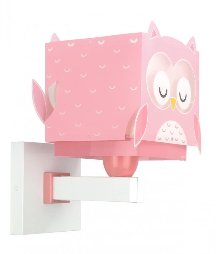 Candeeiro De Parede Infantil Little Owl Rosa Coruja