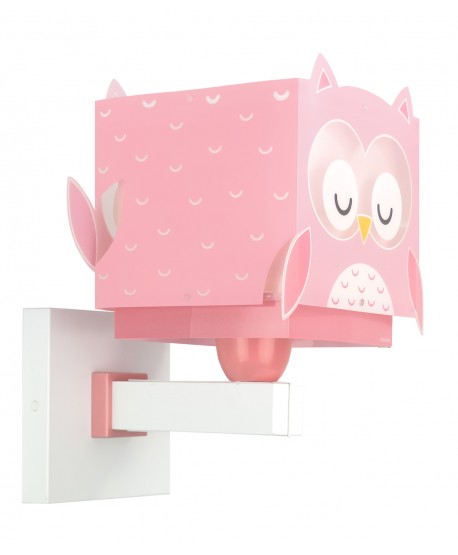 Candeeiro De Parede Infantil Little Owl Rosa Coruja