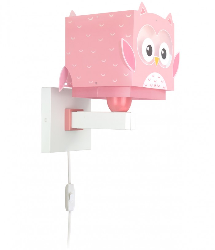 Candeeiro De Parede Infantil Little Owl Rosa Coruja