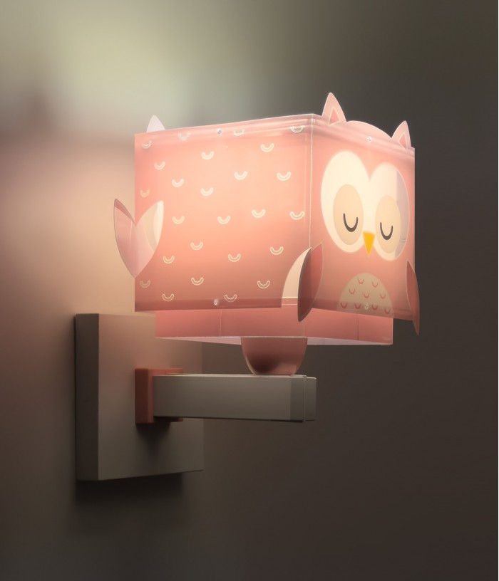 Children Wall Lamp Little Pink Owl