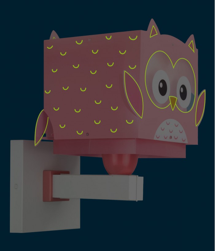 Aplique de pared infantil Little Pink Owl