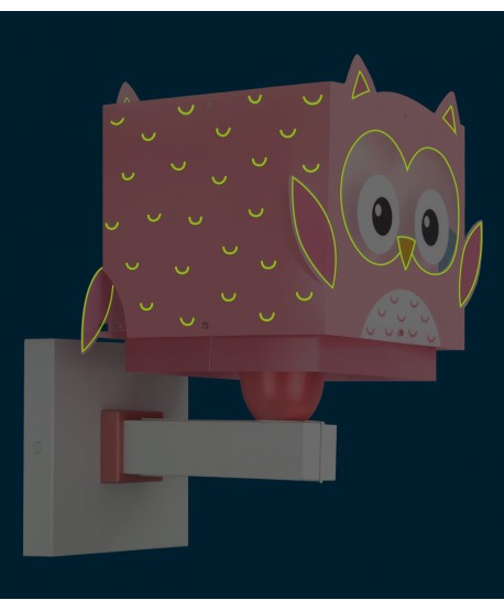 Aplique de pared infantil Little Pink Owl