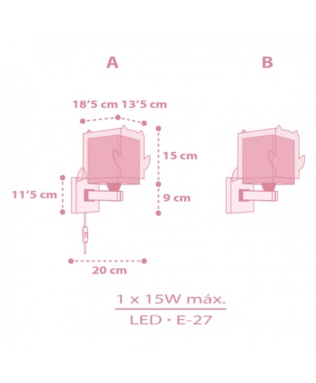 Aplique de pared infantil Little Pink Owl