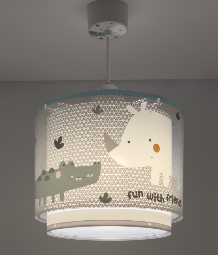 Lampada da soffitto per bambini Rhino & Croco Rinoceronte e Coccodrillo