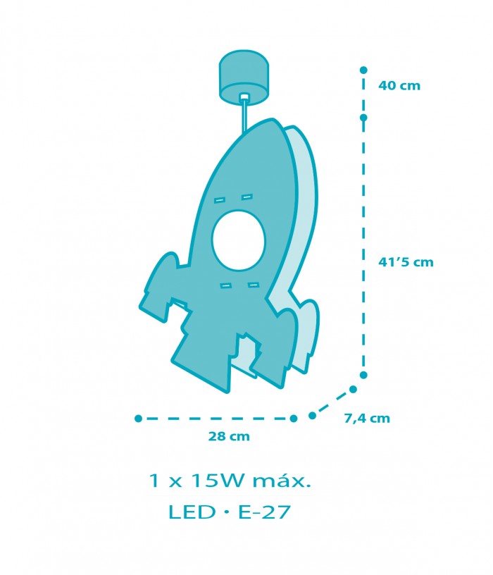 Candeeiro teto criança Foguete Rocket - eco friendly