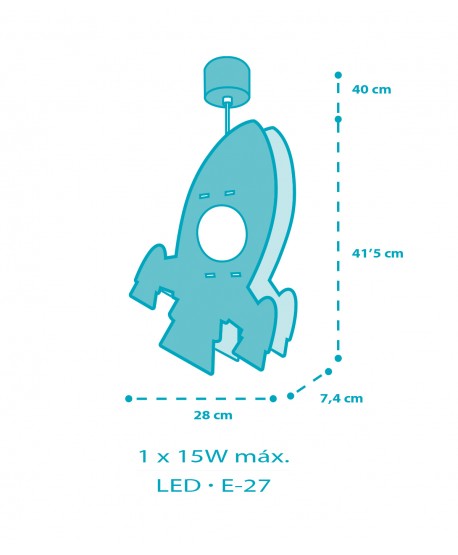 Candeeiro teto criança Foguete Rocket - eco friendly