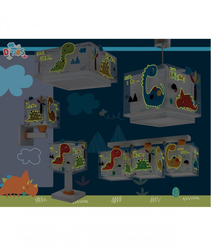 Plafonnier pour enfants à 3 lampes Dinos Dinosaures