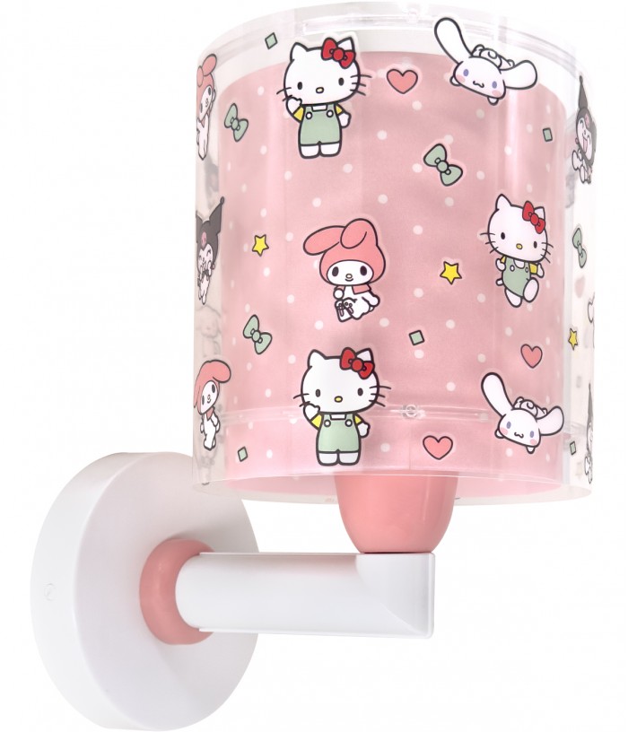 Candeeiro infantil de parede Hello Kitty & Friends, Kuromi, My Melody e Cinnamoroll