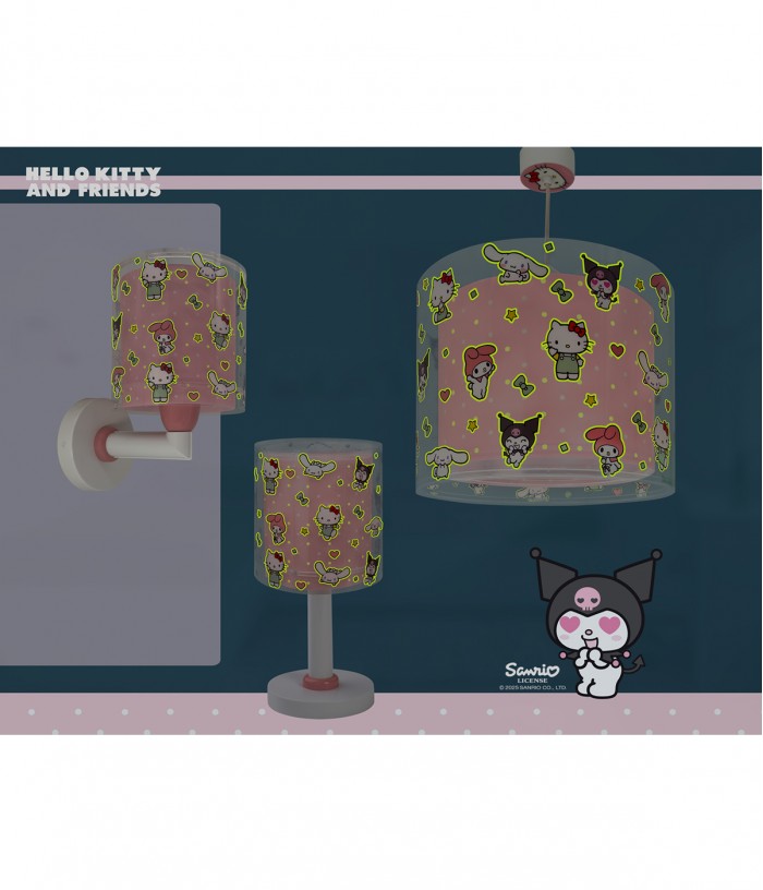 Aplique de pared infantil Hello Kitty & Friends, Kuromi, My Melody y Cinnamoroll