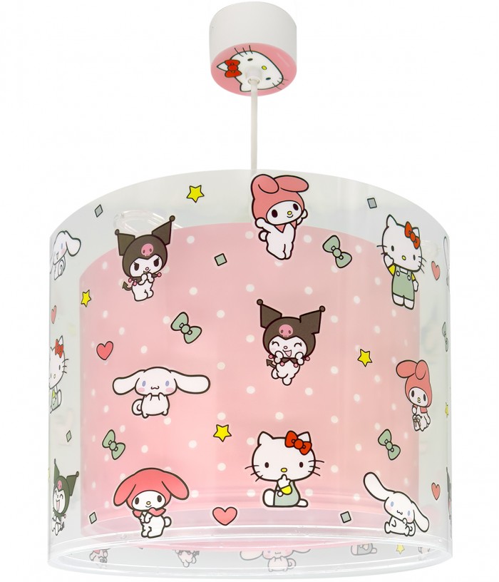 Candeeiro teto criança Hello Kitty & Friends, Kuromi, My Melody e Cinnamoroll