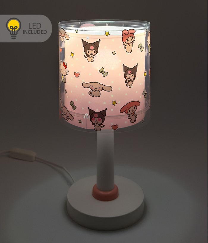 Lámpara de mesita LED quitamiedos infantil Hello Kitty & Friends, Kuromi, My Melody y Cinnamoroll