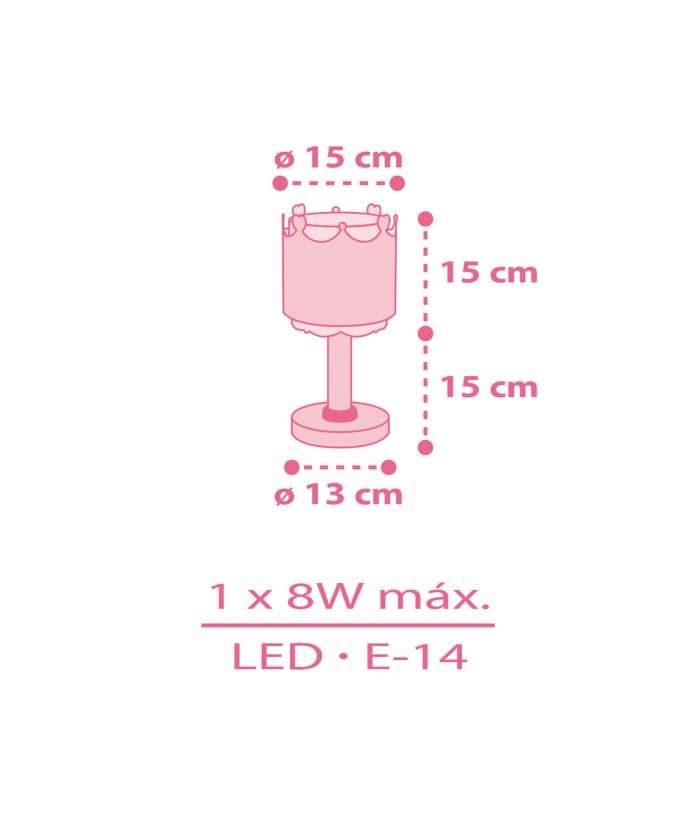 Candeeiro infantil de mesa Luz de presença LED Little Queen Pequena Rainha Corona