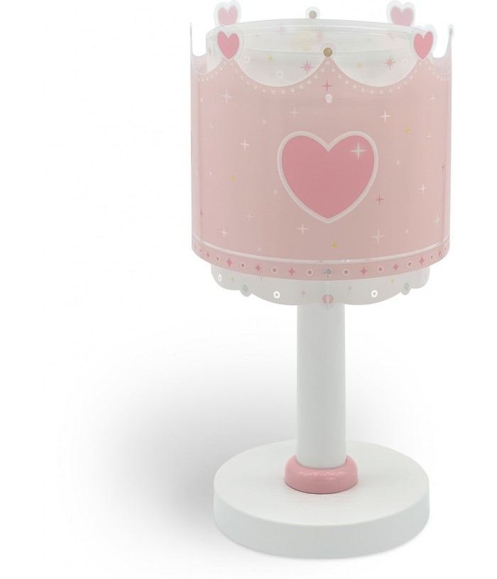 Lampada da comodino Luce notturna LED per bambini Little Queen Piccola Regina corona e cuori