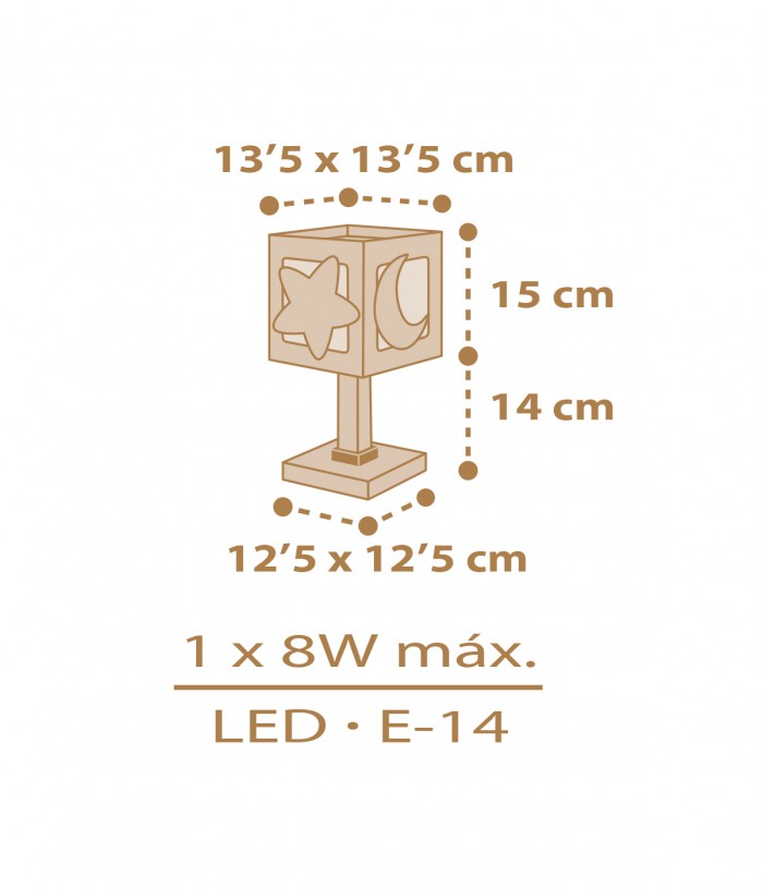 Lámpara de mesita LED quitamiedos infantil Moonlight Luna y Estrellas beige