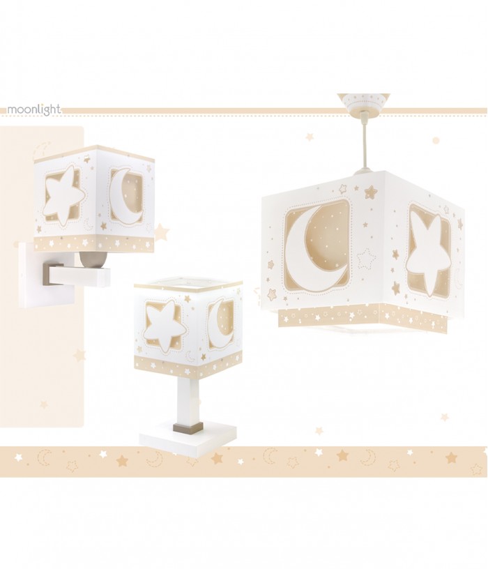 Lampe de chevet Veilleuse LED pour enfants Moonlight lune et étoiles beige