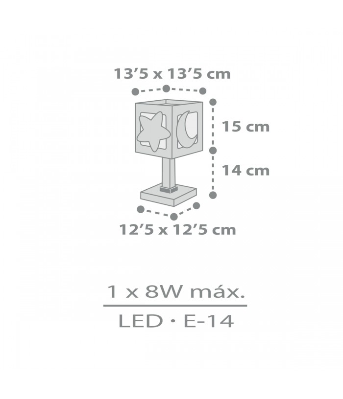 Lampe de chevet Veilleuse LED pour enfants Moonlight lune et étoiles gris