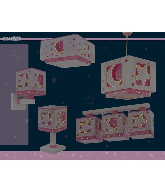 Lampe de chevet Veilleuse LED pour enfants Moonlight lune et étoiles rose