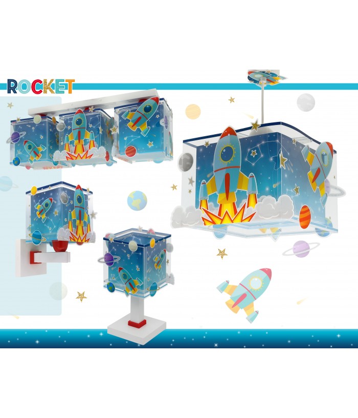Candeeiro de mesa Luz de presença LED infantil Rocket Foguete