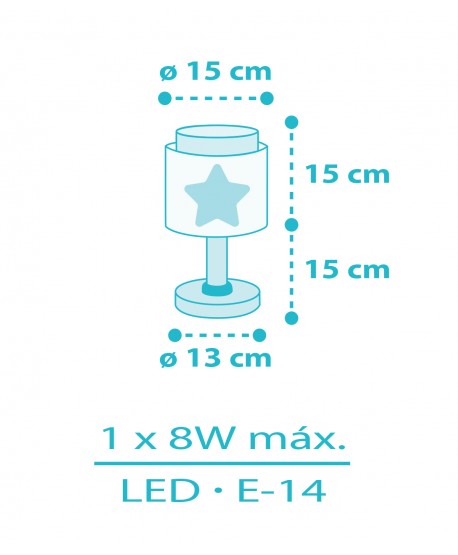 Candeeiro de mesa Luz de presença LED infantil Baby Dreams Estrela azul