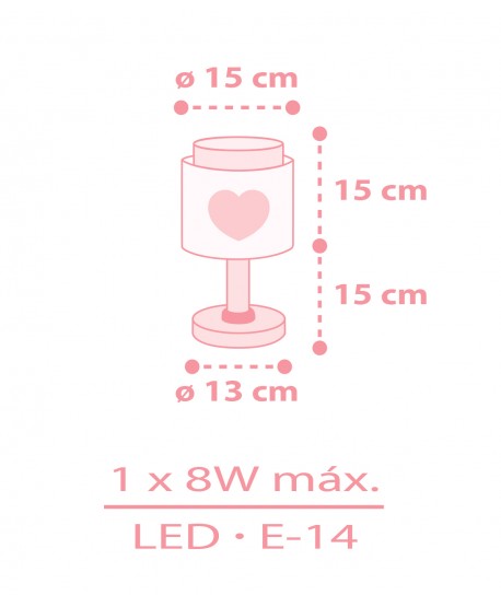 Children's table lamp LED nightlight Baby Dreams Heart pink