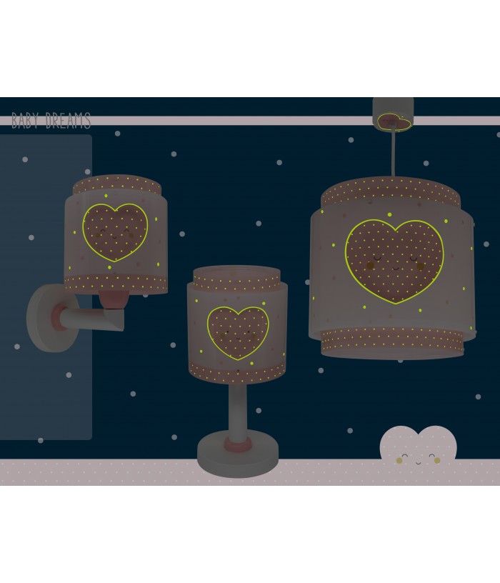 Lampe de chevet Veilleuse LED pour enfant Baby Dreams Coeur rose