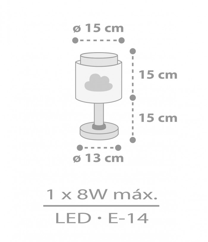 Lámpara de mesa LED quitamiedos infantil Baby Dreams Nube gris
