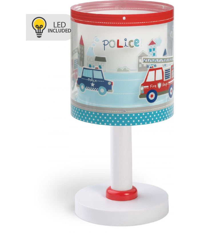 Lámpara de mesa LED quitamiedos infantil Policia y Bomberos