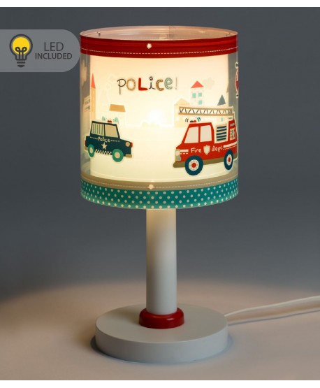 Lámpara de mesa LED quitamiedos infantil Policia y Bomberos
